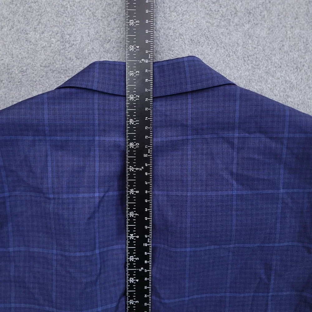 Jos A Bank Blazer Mens 40L Blue Windowpane Lanificio 120s Wool Cerruti Jacket